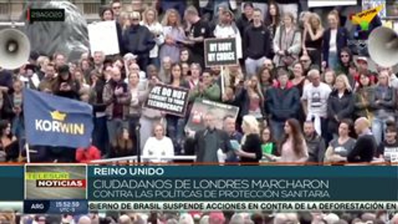Protestan en Reino Unido contra las medidas sanitarias por la COVID-19
