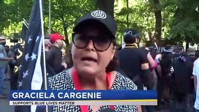 Riot in Portland as armed pro and anti-Trump groups fight with clubs, shields and bricks