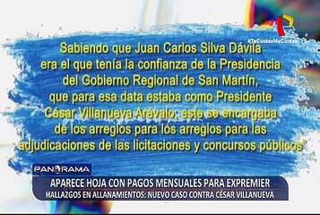 Nuevo caso contra César Villanueva: aparecen hojas con pagos mensuales para expremier