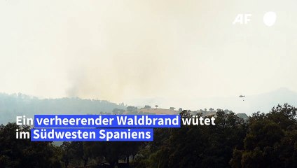 Скачать видео: Verheerender Waldbrand im Südwesten Spaniens