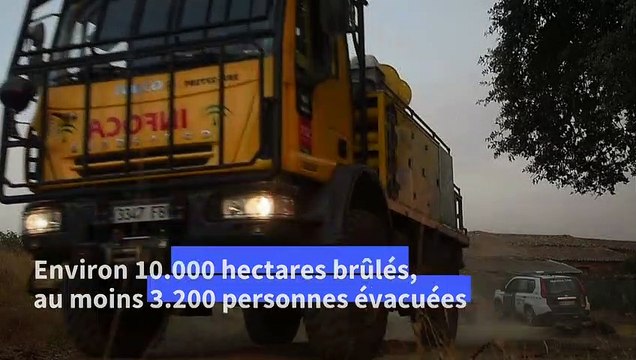 Incendie en Andalousie: 10.000 hectares brûlés, 3.200 personnes évacuées