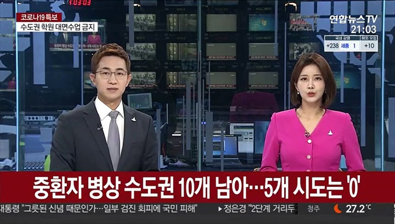 중환자 병상 수도권 10개 남아…5개 시도는 '0'