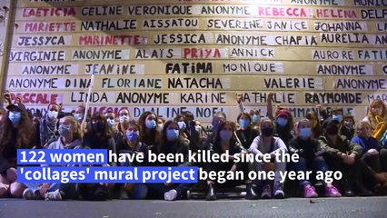 122 women killed in France honoured on 'femicide collage'