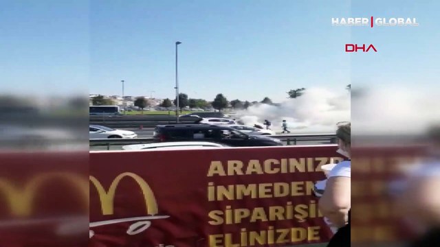 Merter'de korku dolu anlar! Seyir halindeyken alev aldı