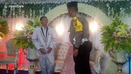 Police force groom to do push-ups at the altar after catching him without a face mask