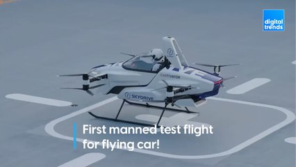 First manned test flight for flying car!