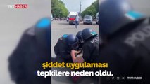 Almanya'da polis kadın protestocuyu yumrukladı