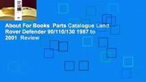 About For Books  Parts Catalogue Land Rover Defender 90/110/130 1987 to 2001  Review