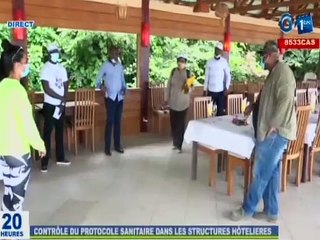 RTG  / Contrôle du protocole sanitaire dans les hôtels  par le Ministre du tourisme, Pascal HOUANGNI