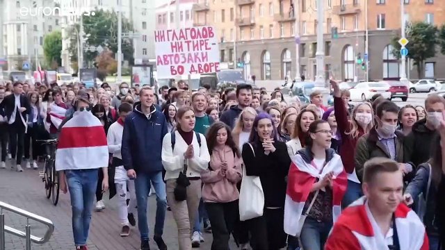 Protestas estudiantiles contra Lukashenko y detenciones en las calles de Minsk