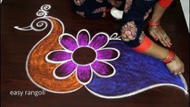Creative Peacock ,rangoli kolam designs, for Diwai 2018,    Deepavali muggulu