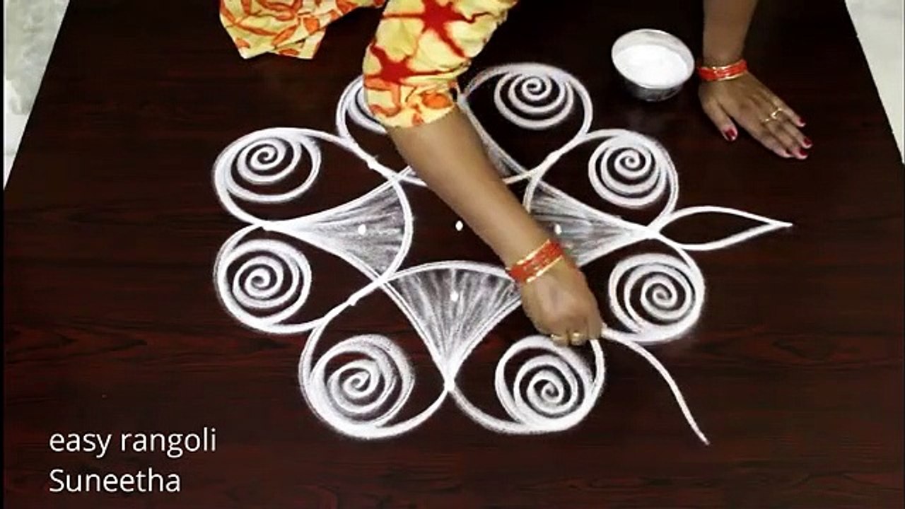 creative rangoil ,kolam with 5 dots ,   Latest muggulu,    Simple flower new patterns (1)