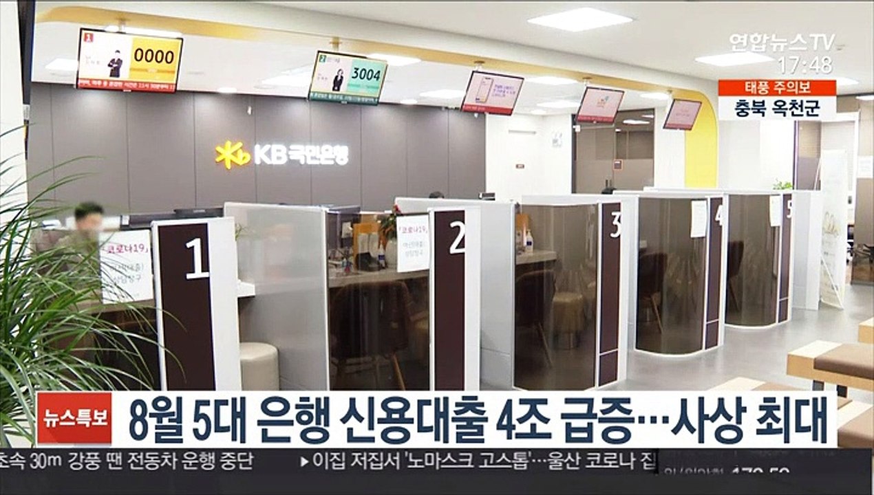 8월 5대 은행 신용대출 4조 급증…사상 최대