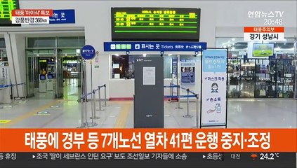 태풍에 경부 등 7개 노선 열차 41편 운행 중지·조정