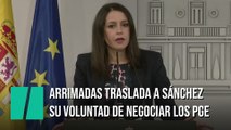 Arrimadas traslada a Sánchez su voluntad 