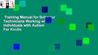 Training Manual for Behavior Technicians Working with Individuals with Autism  For Kindle