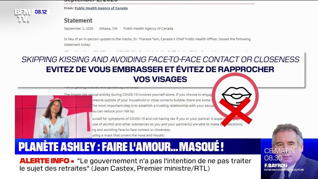 Planète Ashley - Porter un masque, éviter de s'embrasser... Les conseils des autorités canadiennes pour faire l'amour pendant la pandémie
