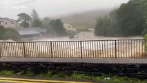 River overflows causing floods in Galway, Ireland