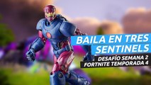 Baila sobre distintas cabezas de Sentinel en el cementerio de Sentinel en Fortnite temporada 4 - dónde está Cementerio de Sentinels