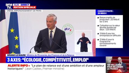 Bruno Le Maire veut que la France "soit leader européen et mondial" dans de nouvelles filières industrielles