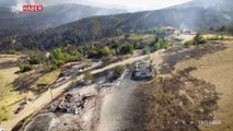 Kastamonu'da yangının verdiği hasar havadan görüntülendi