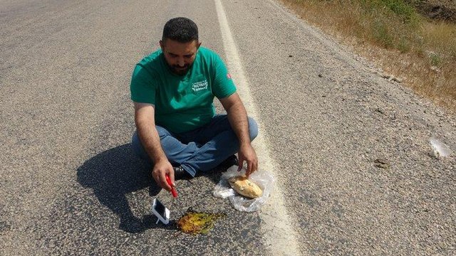 Asfaltta sucuklu yumurta pişirdi