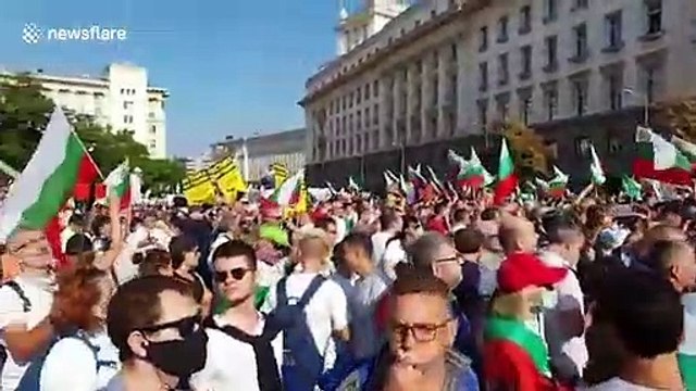 Thousands wave flags, chant during anti-government protest in Sofia, Bulgaria