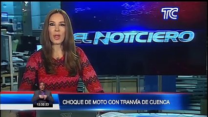 Motocicleta fue impactada por tranvía de Cuenca