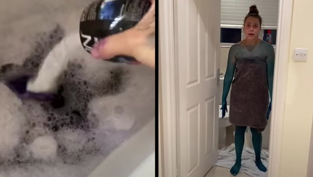 Boyfriend Dyes Girlfriend Blue In Questionable Bubble Bath Prank