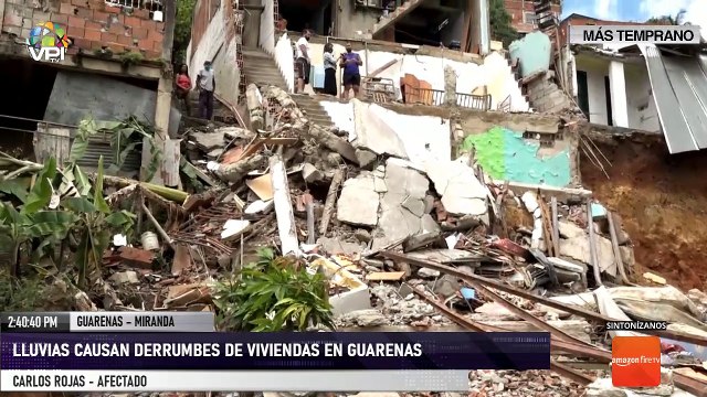 Miranda - Fuertes lluvias ocasionaron derrumbe de casa en Guarenas - VPItv
