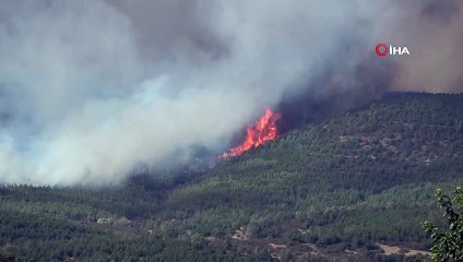 Uşak’ta çıkan yangını kontrol altına alma çalışmaları devam ediyor