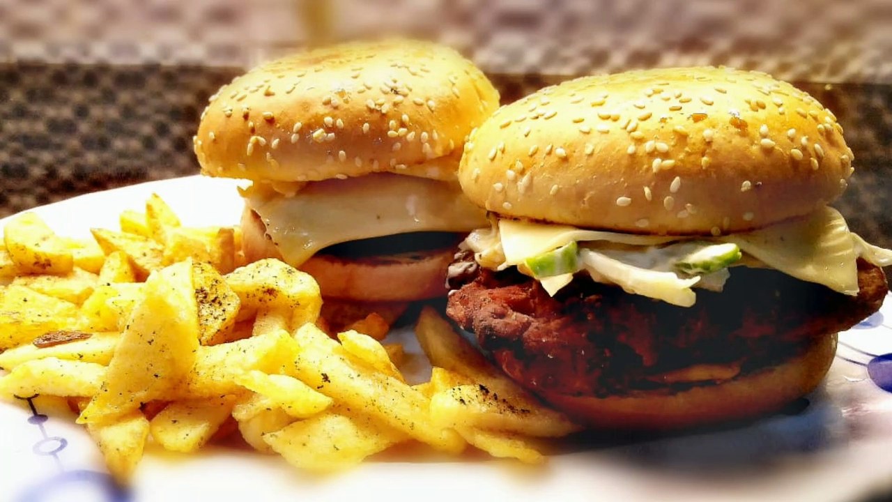 Super Cheesy Crspy Zinger Burger  With Fries