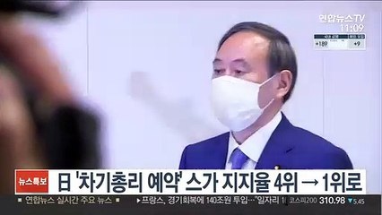 '일본 총리 예약' 스가, 여론 지지율 4위→1위로 역전