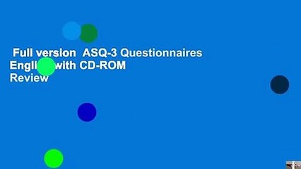 Full version  ASQ-3 Questionnaires English with CD-ROM  Review