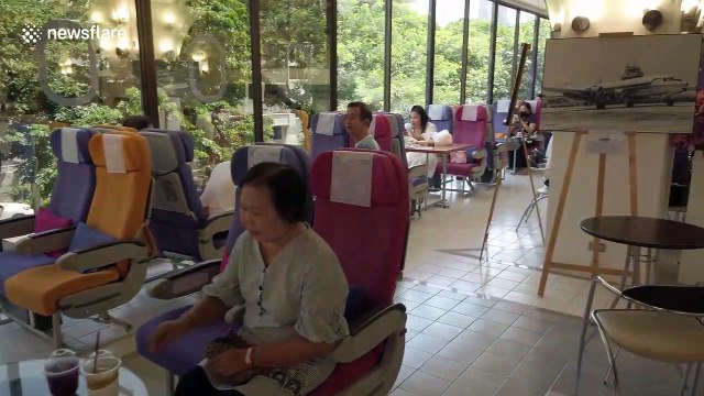 Walk through the Thai Airways restaurant made from plane parts