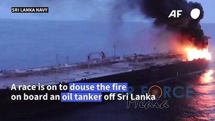 Oil tanker fire rages for second day off Sri Lanka coast