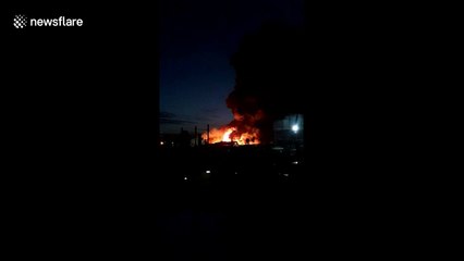 Large explosion seen after marina catches fire in Kent, UK