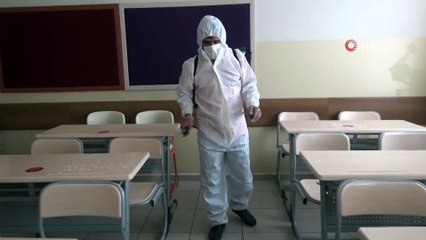 Sınav öncesi okullar dezenfekte ediliyor
