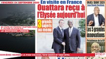 Le titrologue du Vendredi 04 Septembre 2020/  En visite en France, Ouattara reçu à l'Elysée aujourd'hui