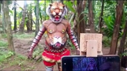 Thousands tune into virtual 'tiger dance' during traditional Indian celebrations