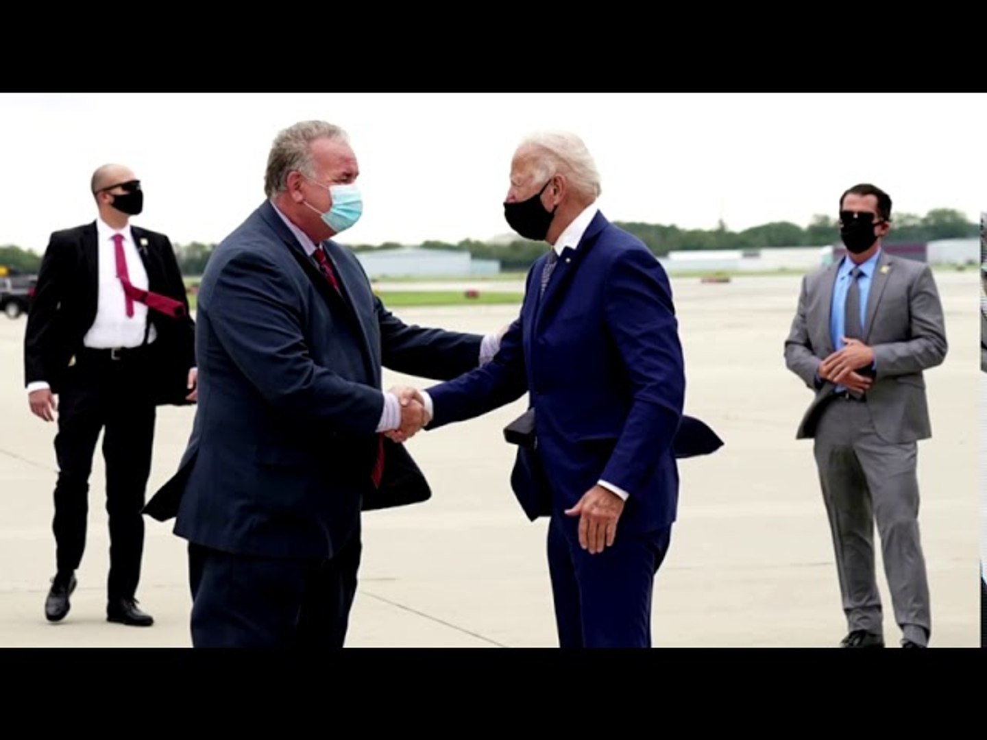 Joe Biden shakes hands with staffer in Wisconsin