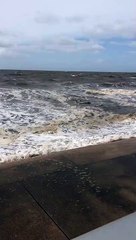 Tractor submerged by waves in Blackpool