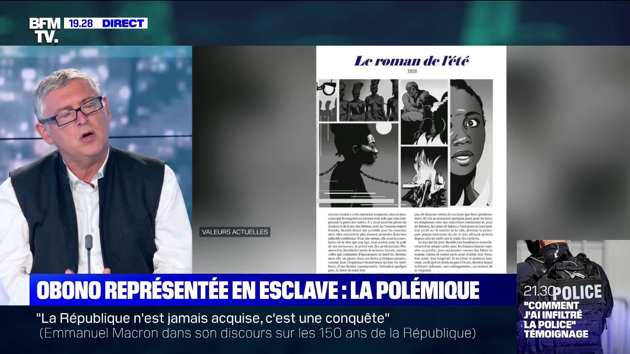 Michel Onfray sur Danièle Obono représentée en esclave: "Les gens ne savent plus ce qu'est l'ironie, l'esprit voltairien, l'humour, etc."