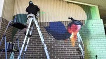 Artist Paints Beautiful Hyper-Realistic Rainbow Lorikeet Mural
