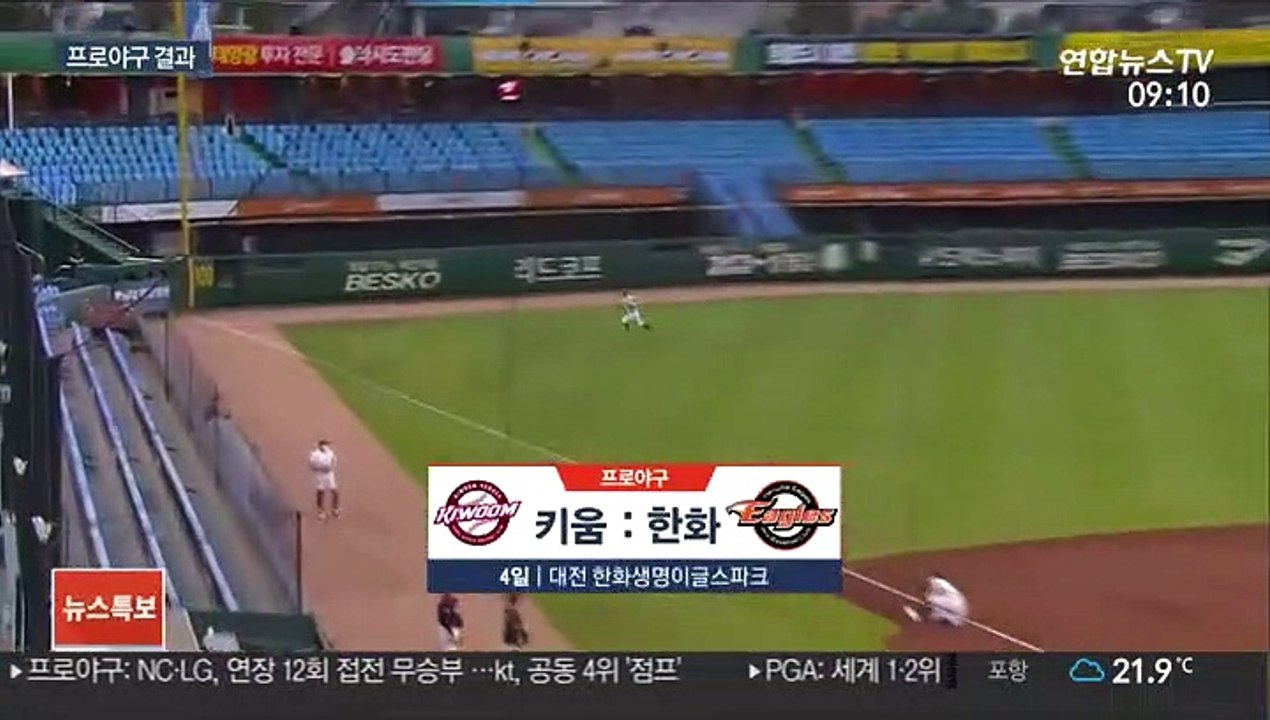 [프로야구] 선두 노리는 키움, 고춧가루 한화에 완패
