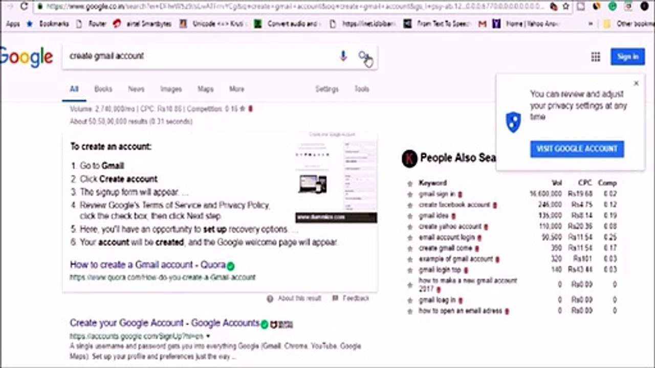 How to Create ,Gmail Account 2020,   Hindi Tutorial