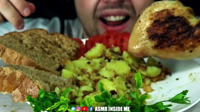 ASMR GRANDMA'S HOMEMADE FOOD | FRIED CHICKEN + FRIED POTATO | EATING SOUND (NO TALKING) BEST SOUND
