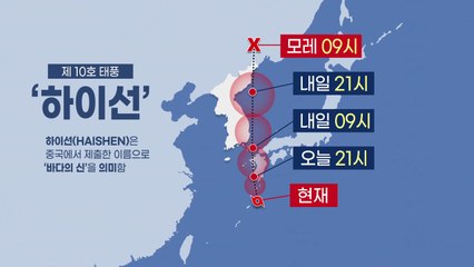 10호 태풍 하이선 북상 중...위기 경보 '경계'로 격상 / YTN