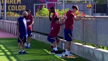Barcelona trains without Lionel Messi