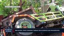 Rem Blong, Truk Gandeng Tabrak Truk Sampah Dan Pengendara